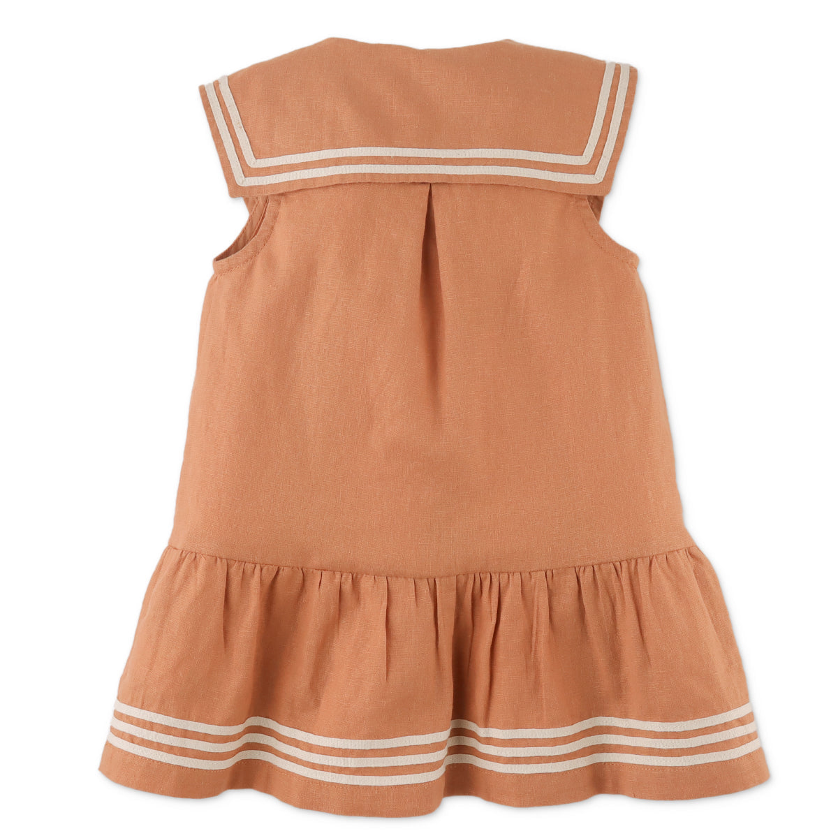 Girls Cassia Dress with Sailor Collar, Brown