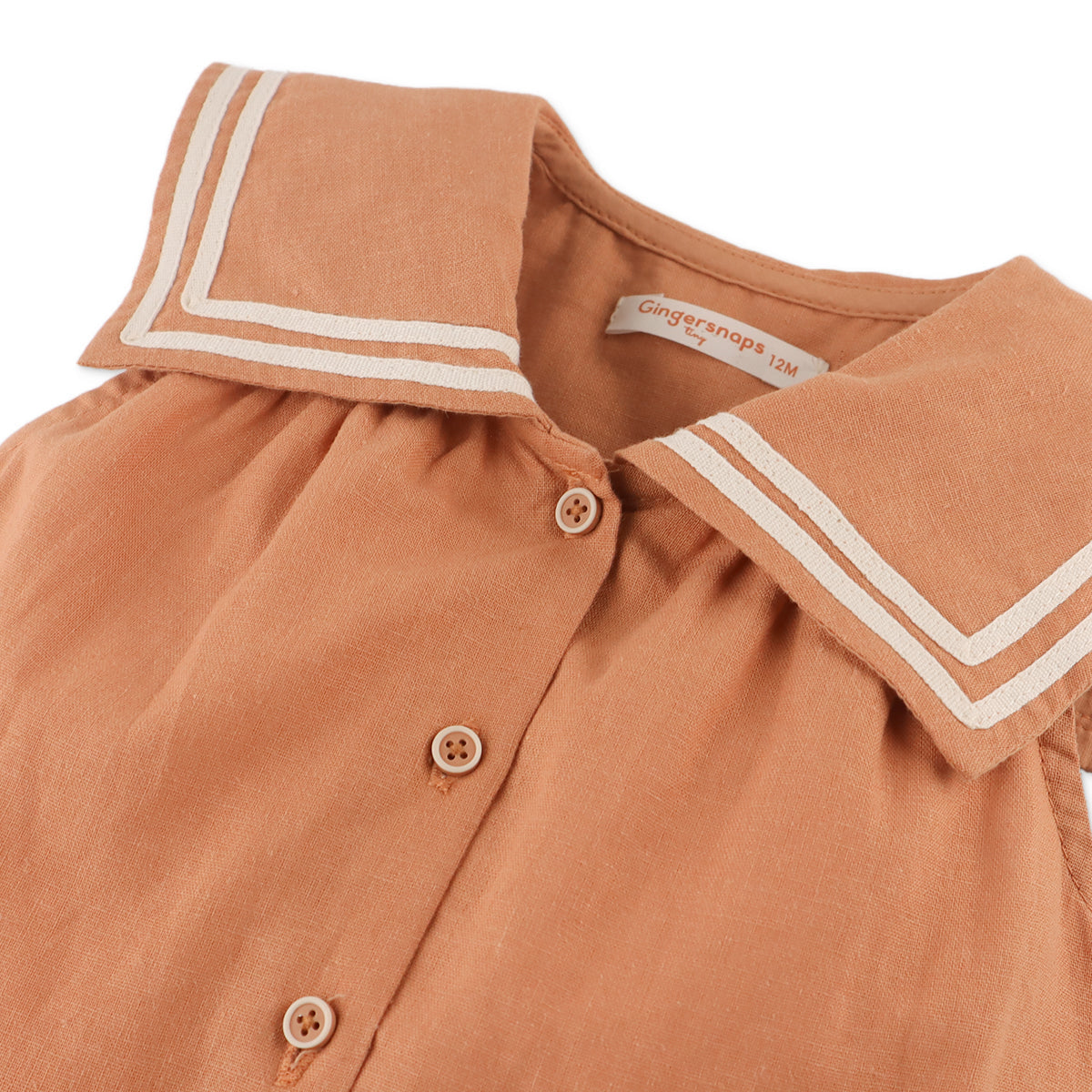Girls Cassia Dress with Sailor Collar, Brown