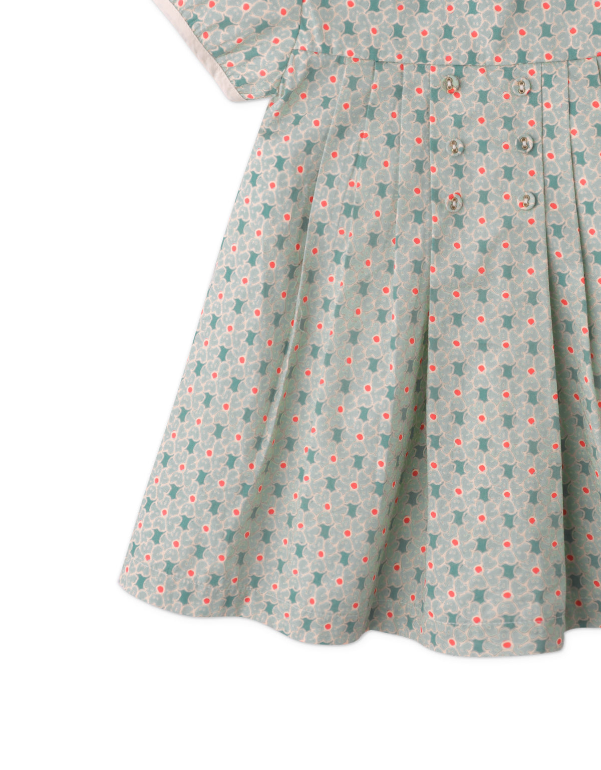 Girls Norah Dress with Embroidered Collar, Green