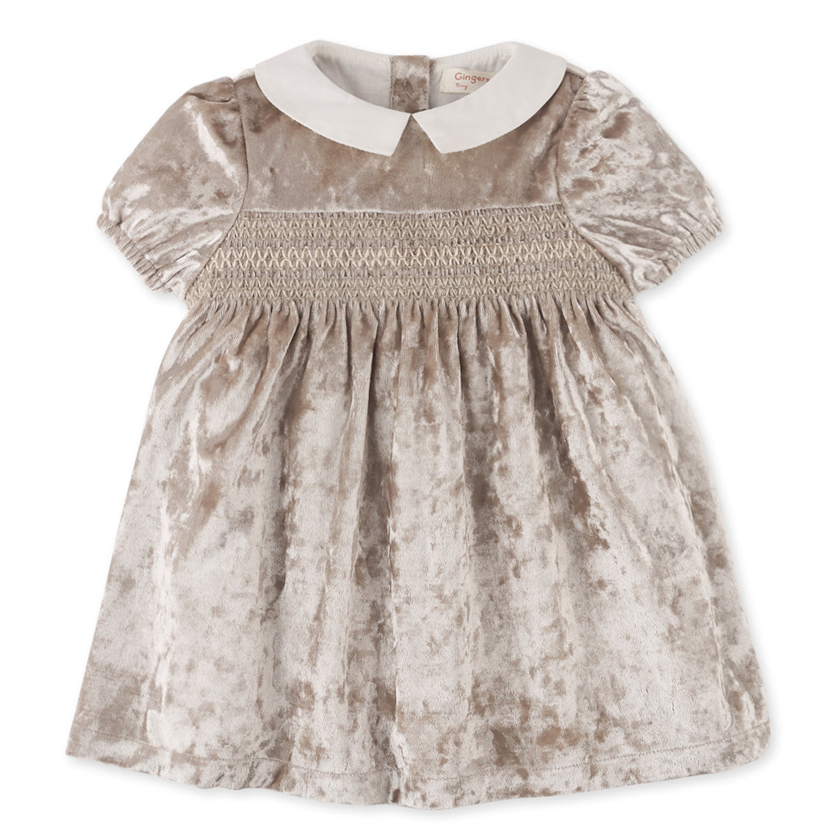 Baby Girl Selina Short Sleeves Smocked Dress, Metallic