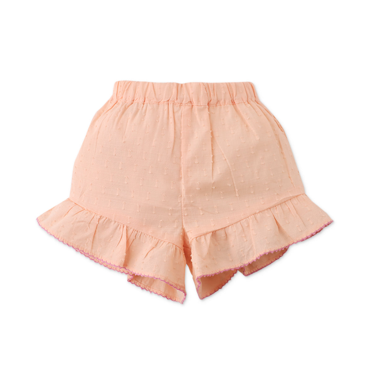 Girls Alana Top and Shorts Set with Embroidery, Peach