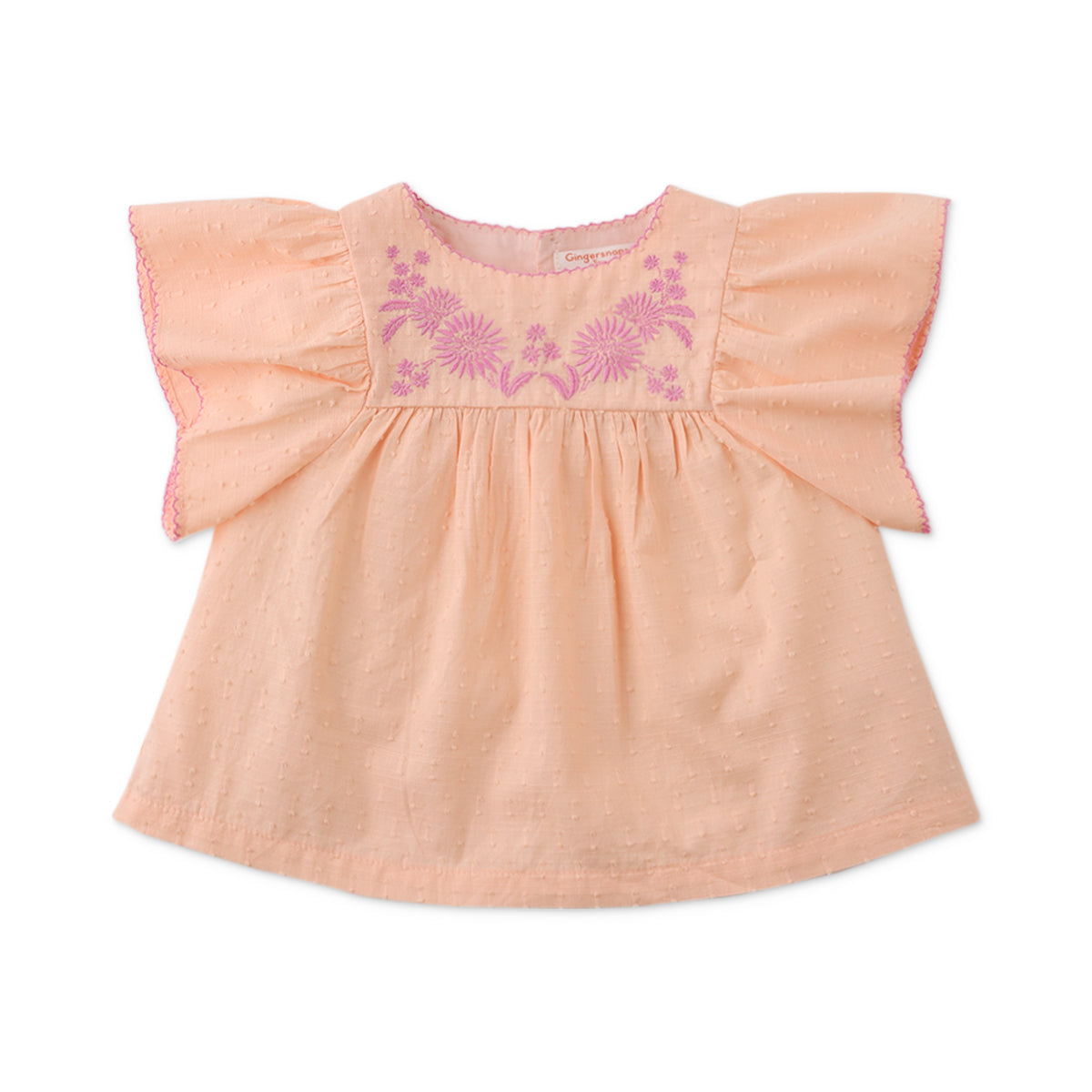 Girls Alana Top and Shorts Set with Embroidery, Peach