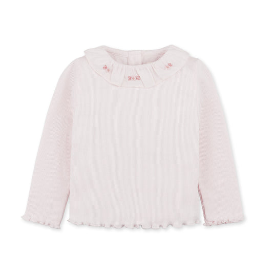 Baby Girl Jane Long Sleeves Collared Tee, Pink