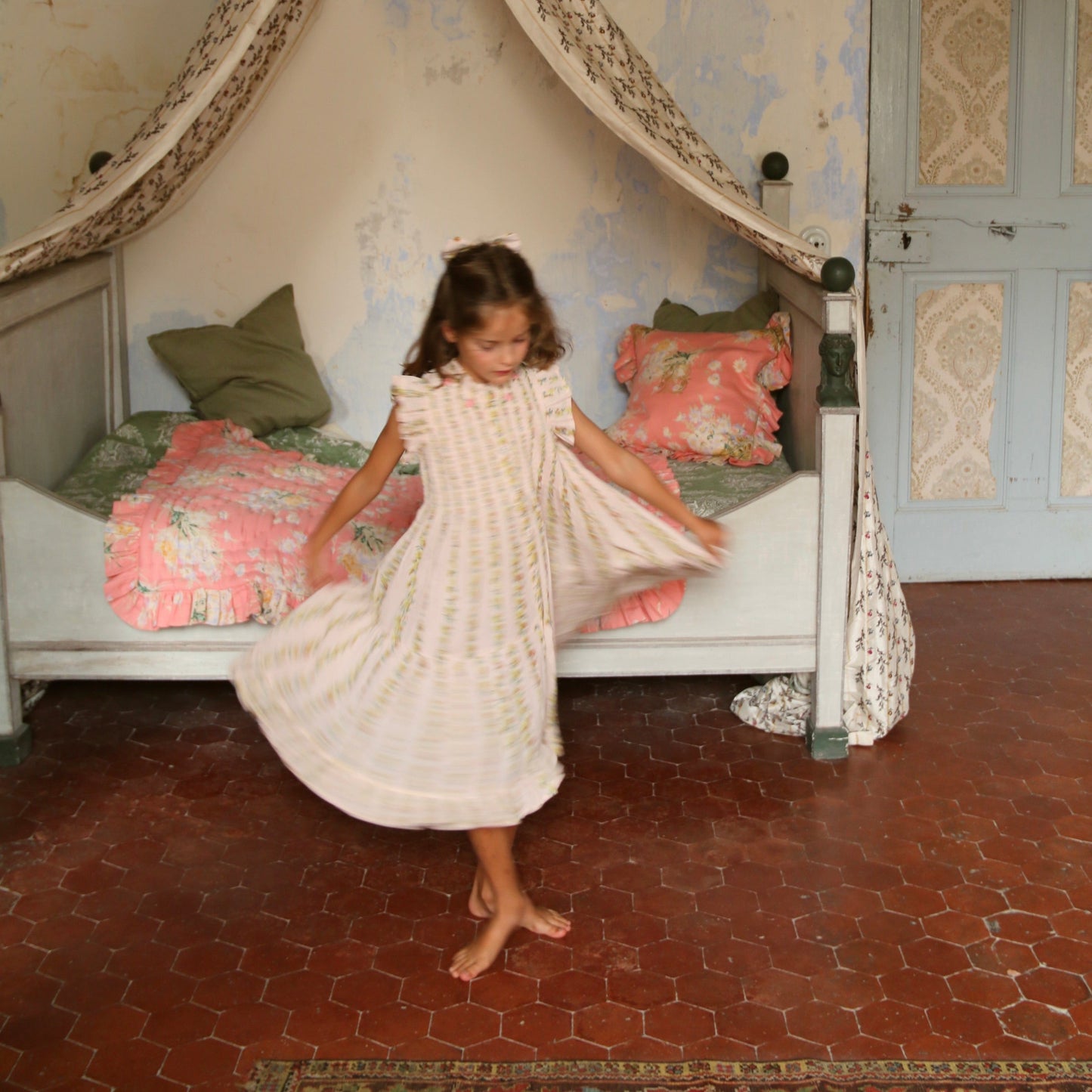 Ibiza Dress, Farandole Flowers Print Crepe