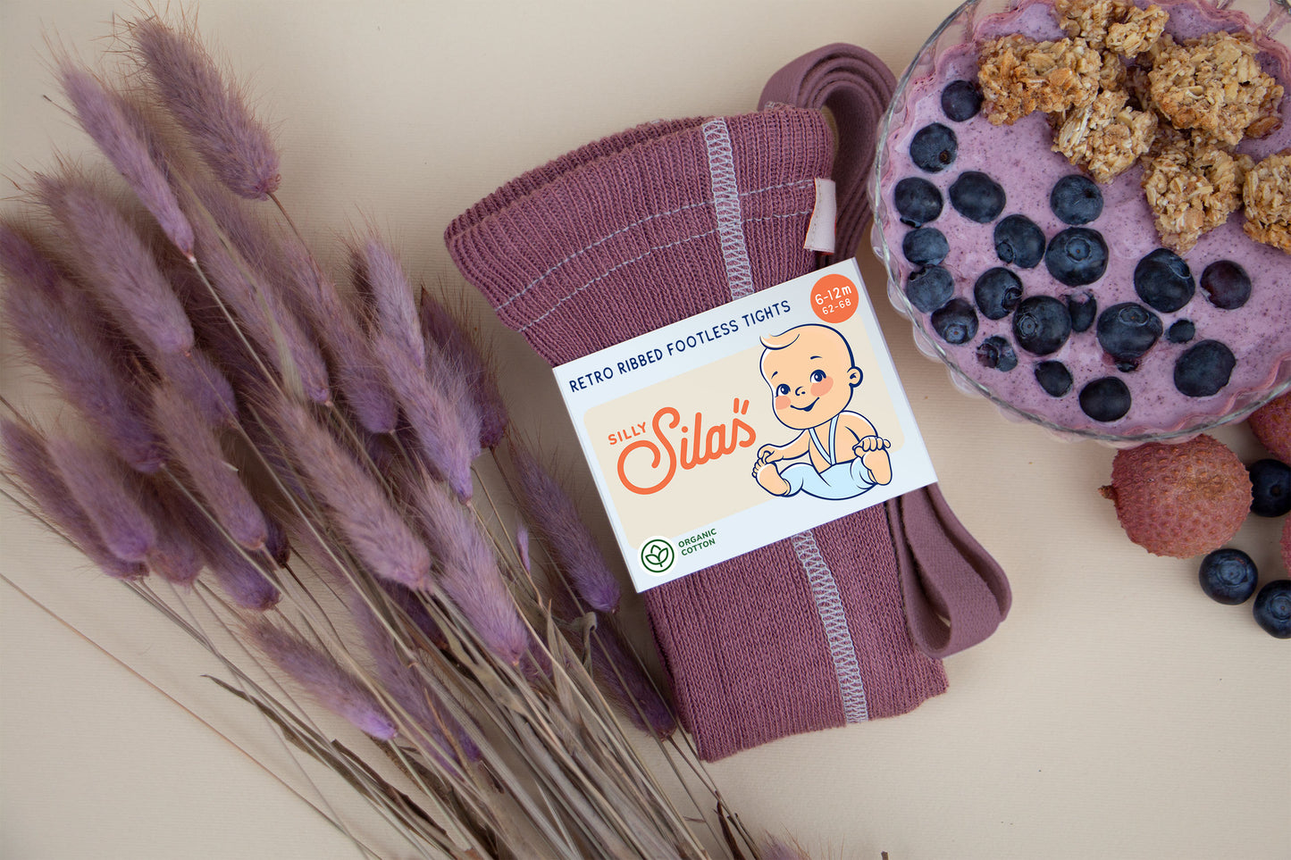 Silly Silas Ribbed Footless Tights, Acai Smoothie