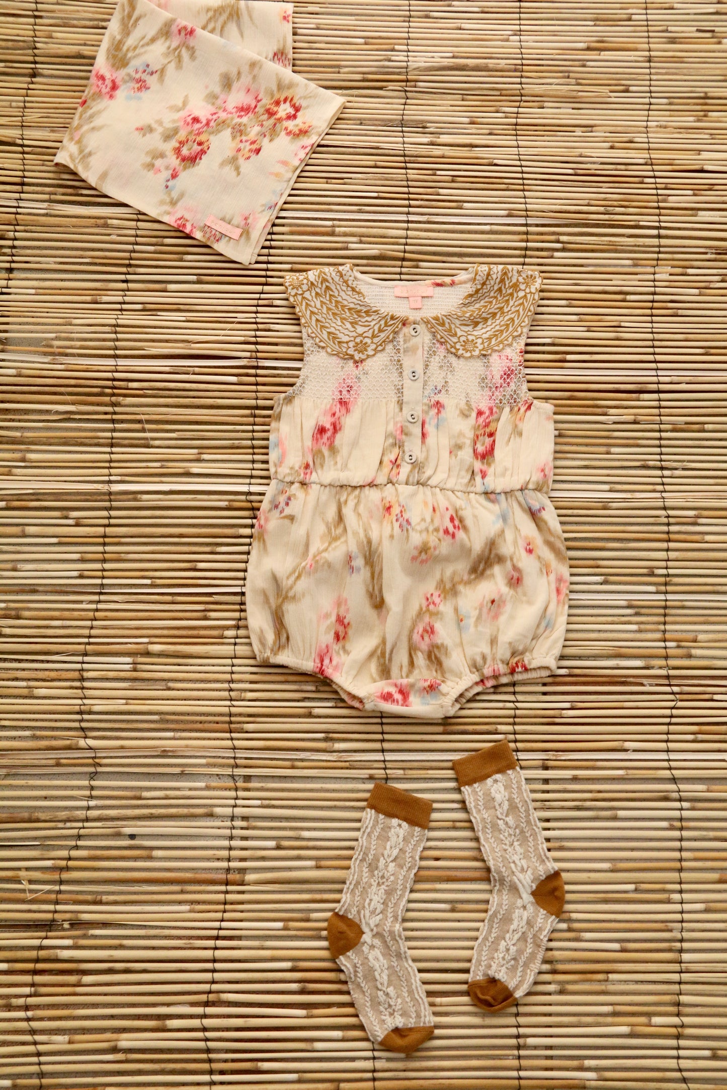 Romper with Scarf, Antoinette Print Crepe