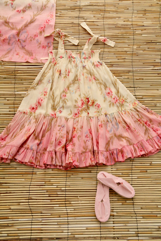Skirt Dress with Scarf, Antoinette Print Crepe