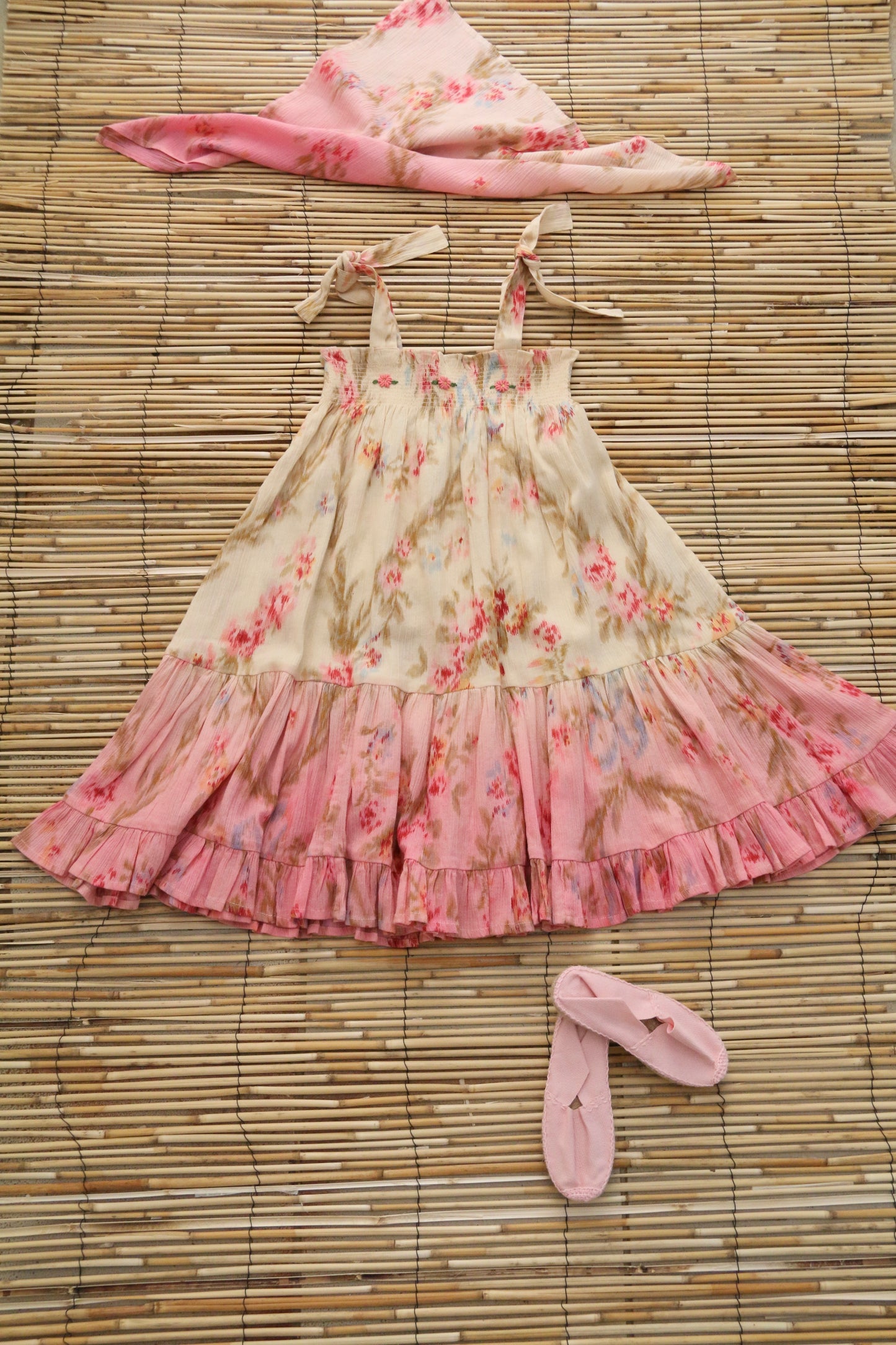 Skirt Dress with Scarf, Antoinette Print Crepe