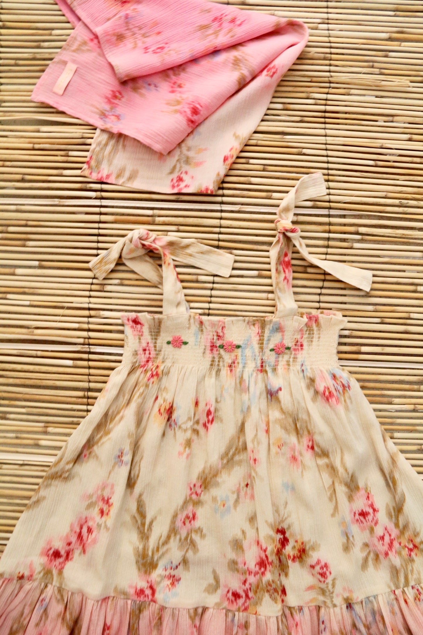 Skirt Dress with Scarf, Antoinette Print Crepe