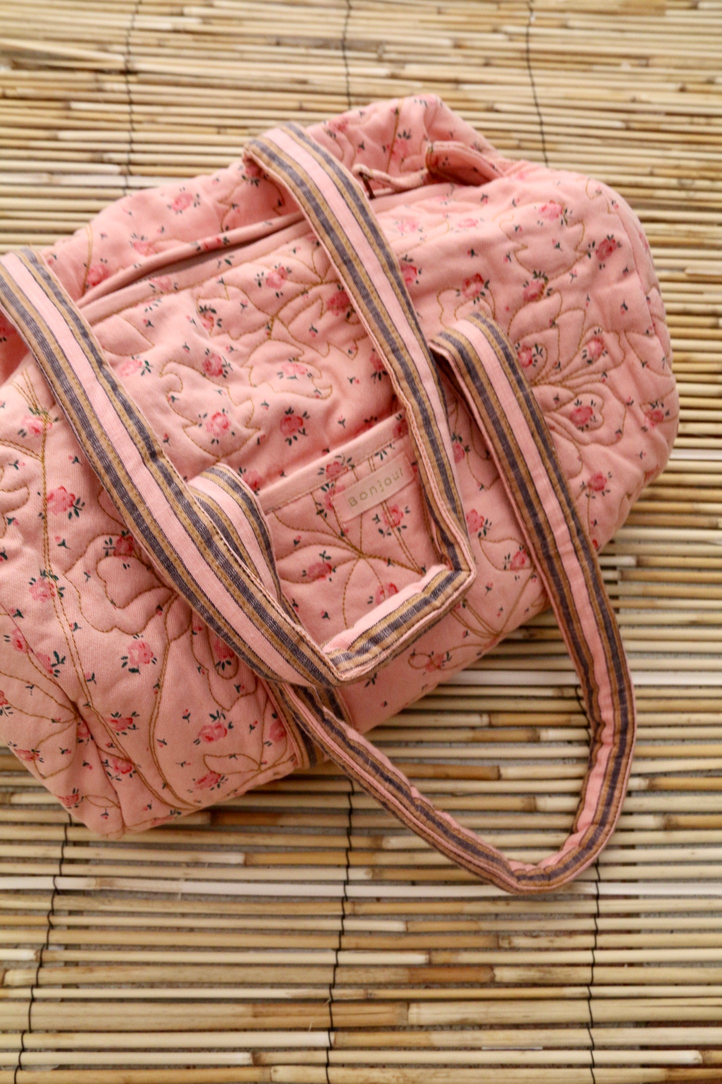 Bowling Bag, Rosa Bloom Print Denim
