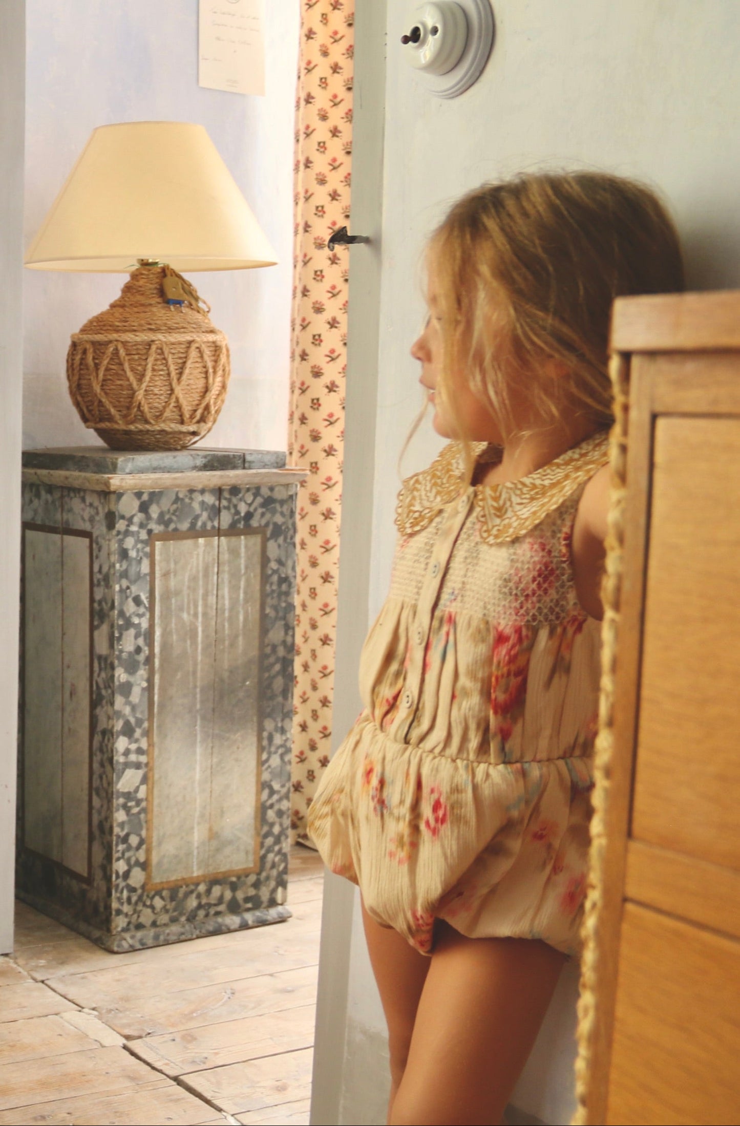 Romper with Scarf, Antoinette Print Crepe