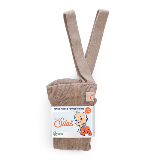 Silly Silas Ribbed Footed Tights, Peanut Blend