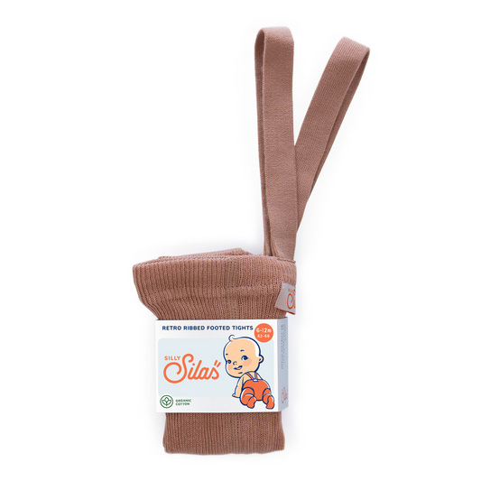 Silly Silas Ribbed Footed Tights, Light Brown