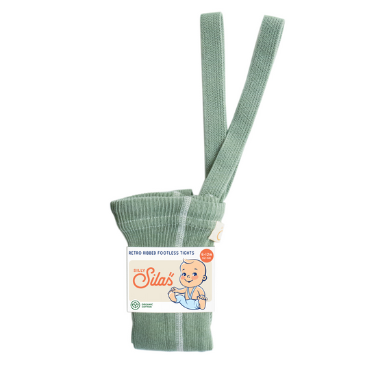 Silly Silas Ribbed Footless Tights, Matcha Oat Latte