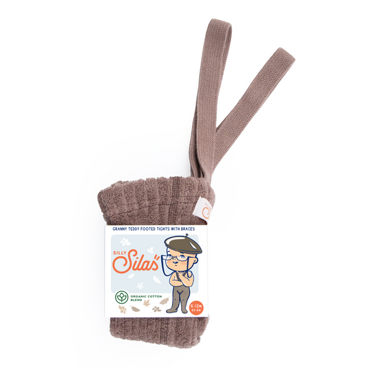 Silly Silas Granny Teddy Footed Tights, Granola