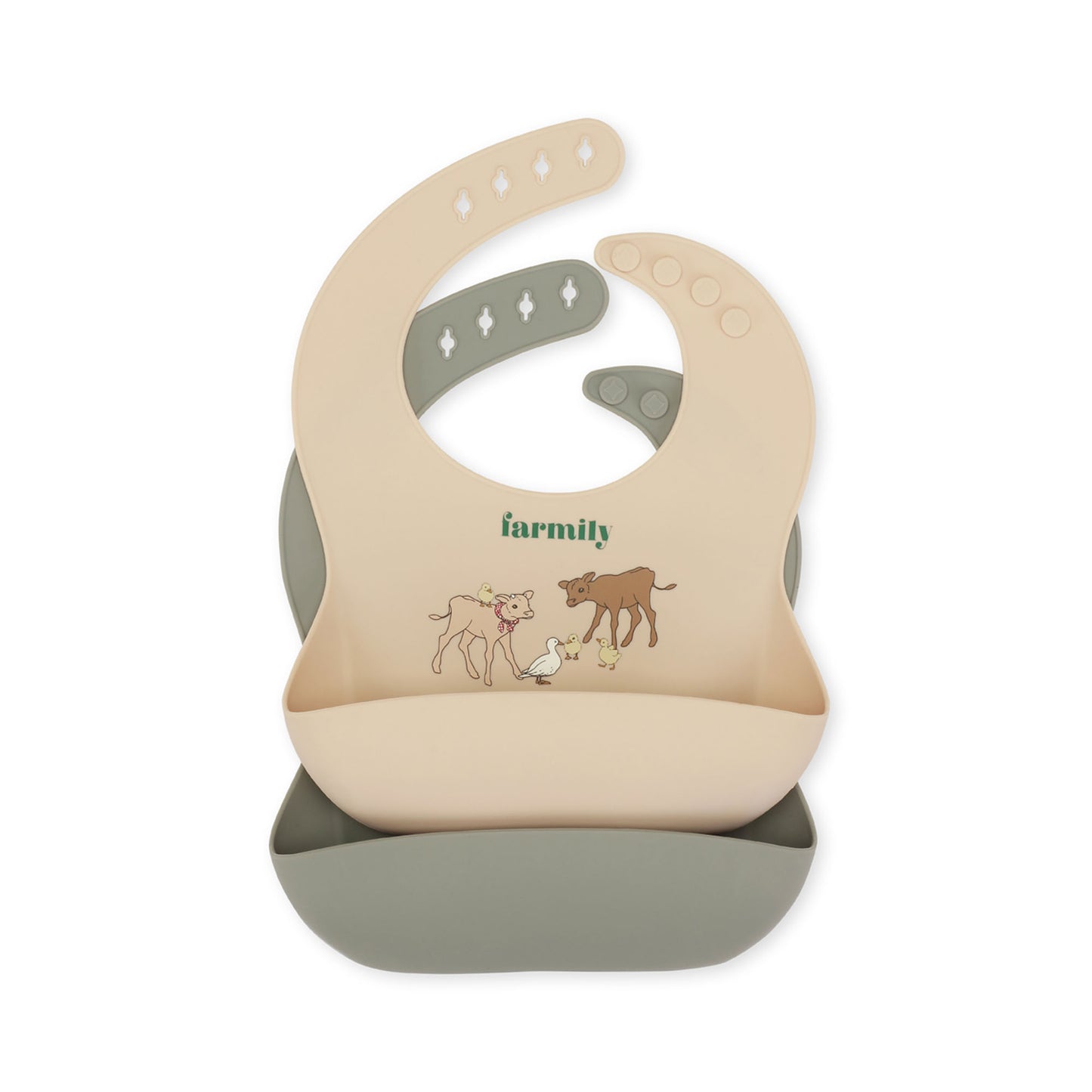 2 Pack Silicone Bib, Farm