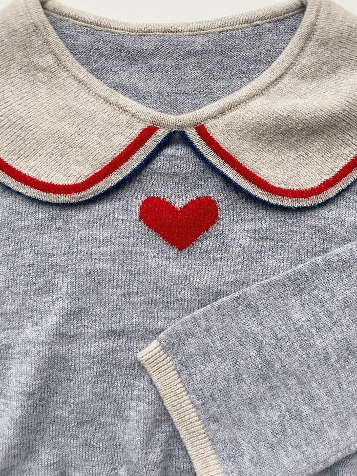 Maxime Knit Collar Blouse, Heart Stripe