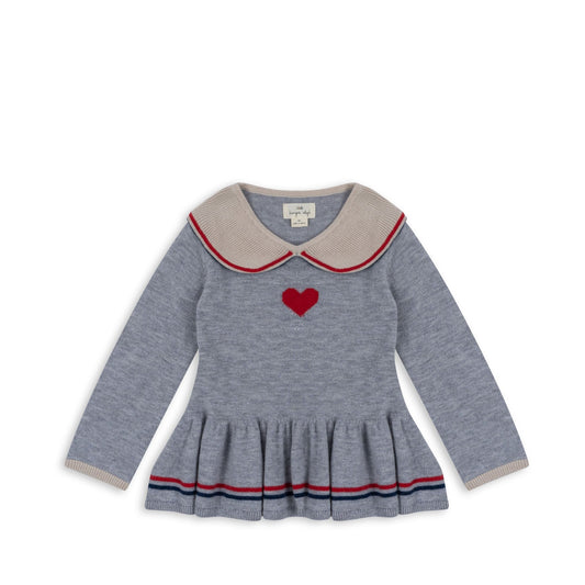 Maxime Knit Collar Blouse, Heart Stripe