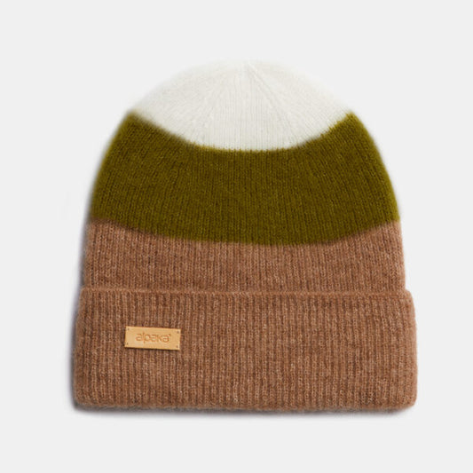 Alpaka Kids Hat with Colour Play, Khaki Green