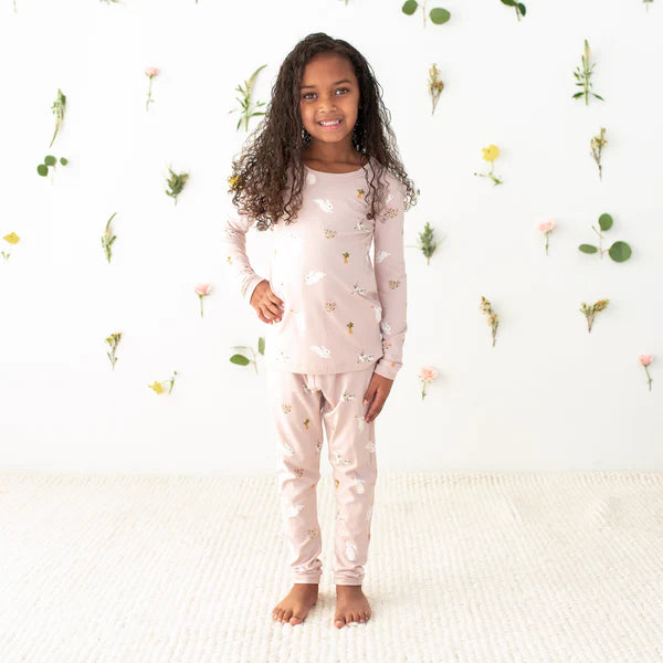 Long Sleeve Pajamas, Blush Rabbit