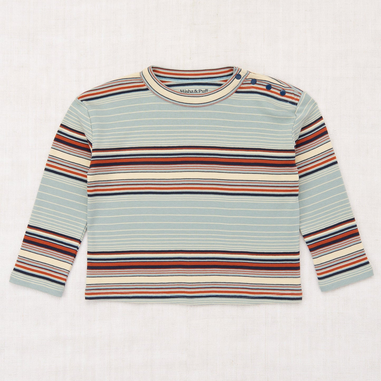 Long Sleeve Boxy Top, Overcast Patio Stripe