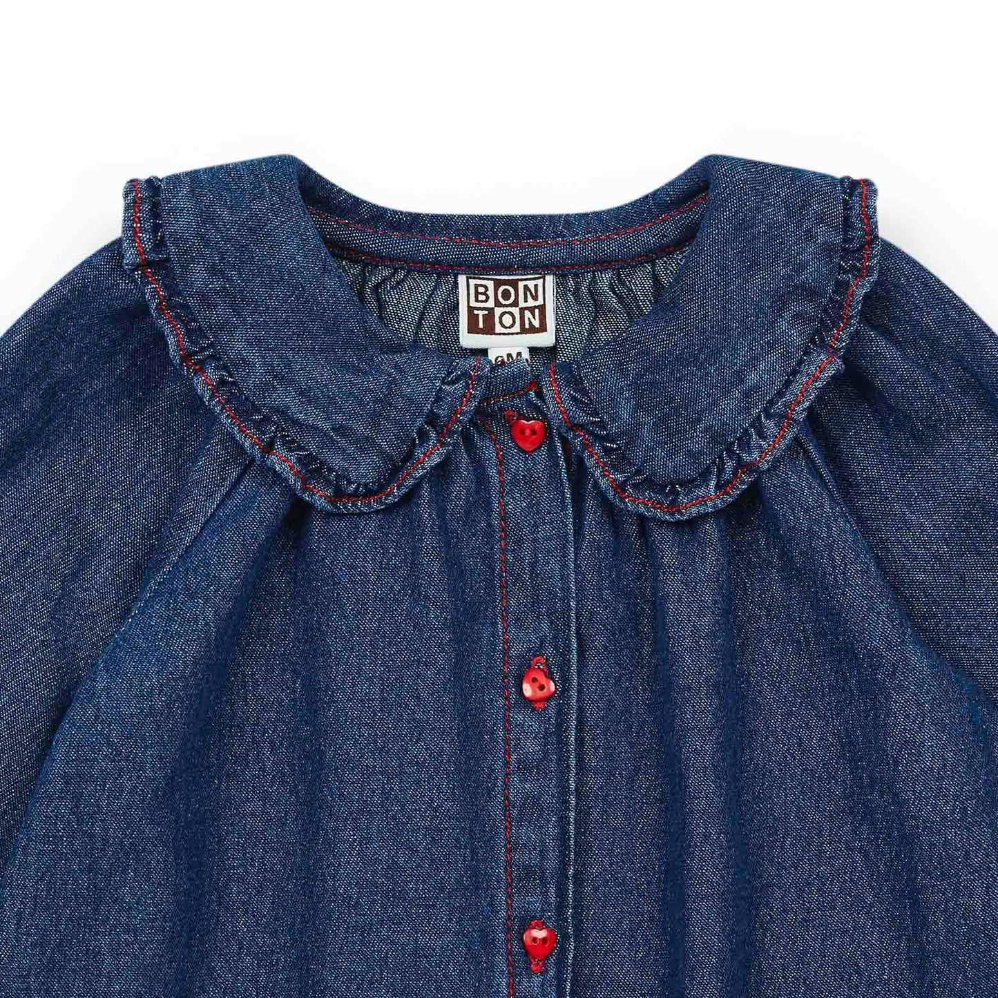 Mini Heidi Baby Dress, Denim Brut