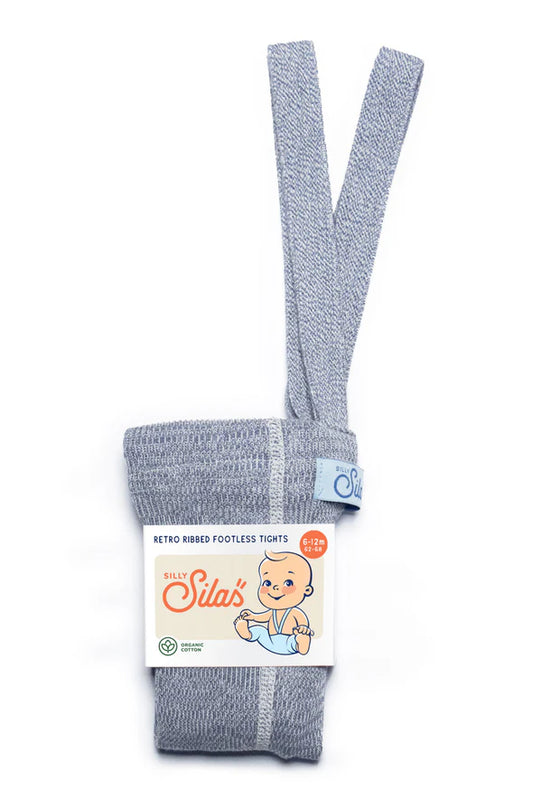 Silly Silas Ribbed Footless Tights, Marshmallow Sky