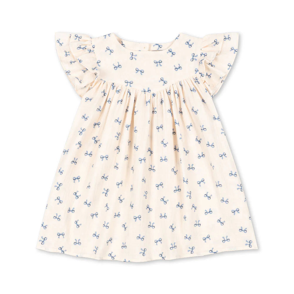 CoCo Dress GOTS, Bow Bleu