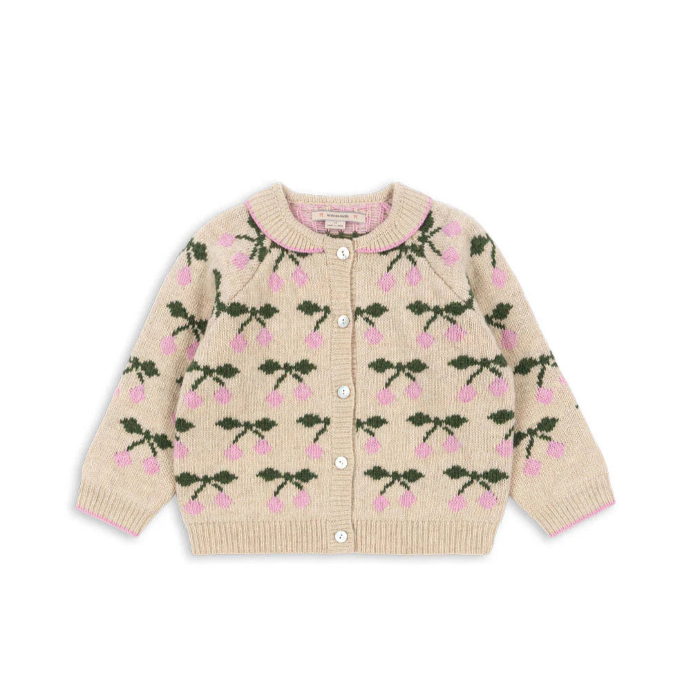 Belou Knit Collar Cardigan, Cherry