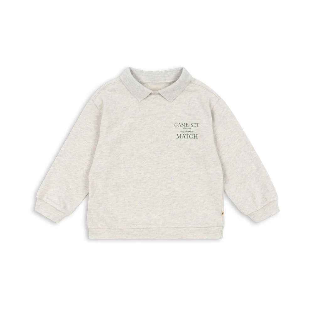 Spotty LS Polo GOTS, Off White Melange