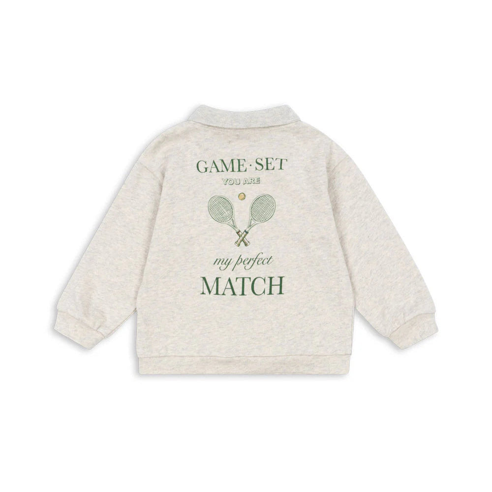 Spotty LS Polo GOTS, Off White Melange