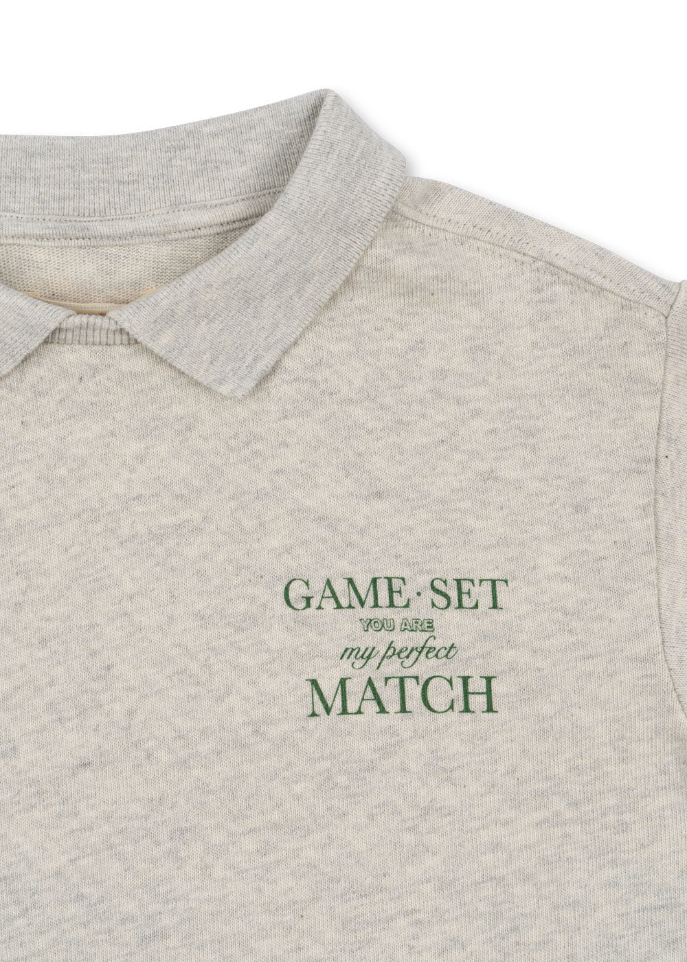 Spotty LS Polo GOTS, Off White Melange
