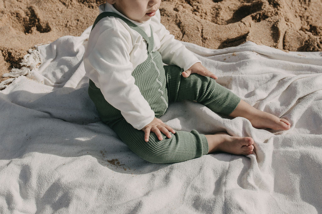 Silly Silas Ribbed Footless Tights, Matcha Oat Latte