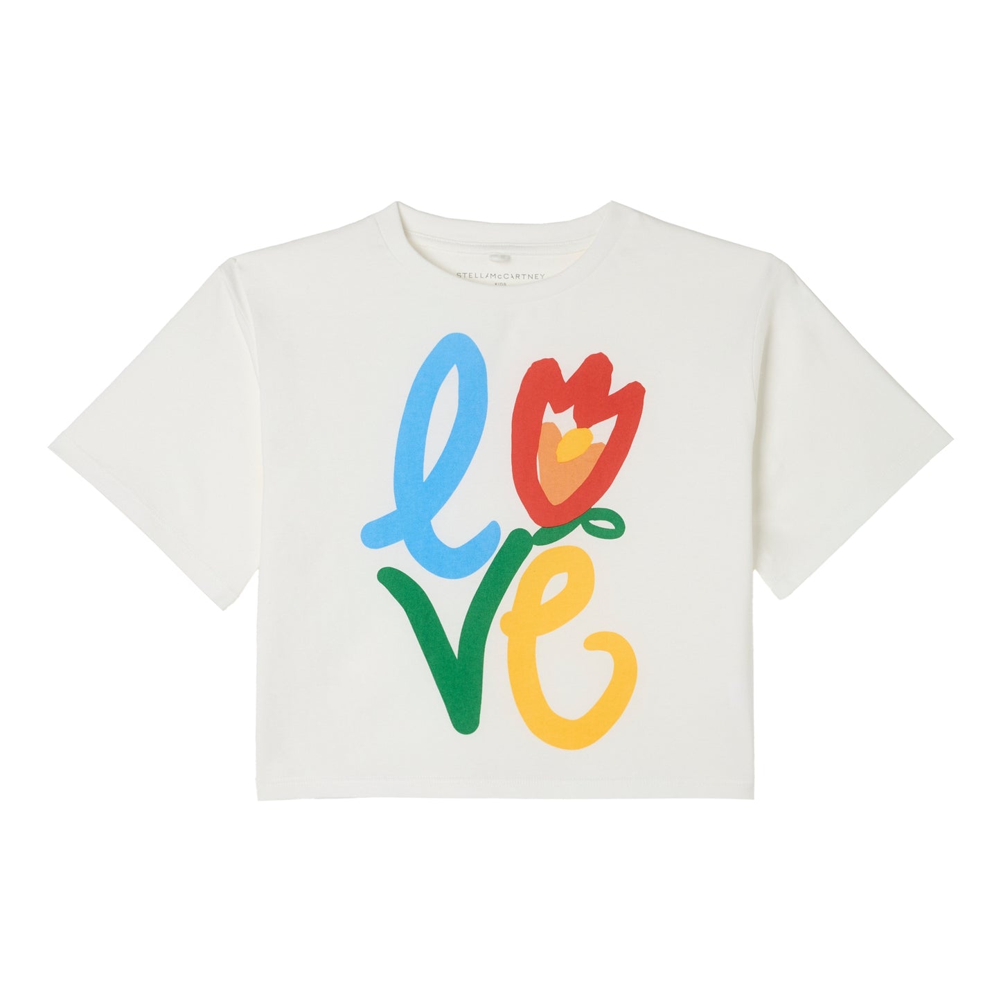 Love Printed Jersey Cropped Shirt, White