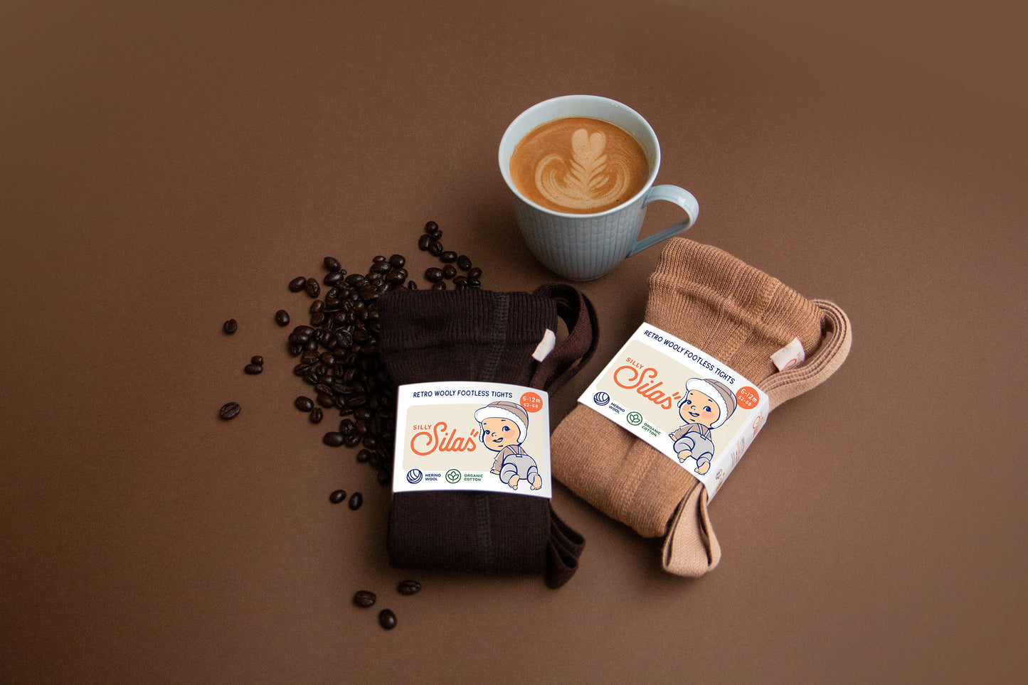 Silly Silas Wooly Footless Wool Tights, Cappucino Brown