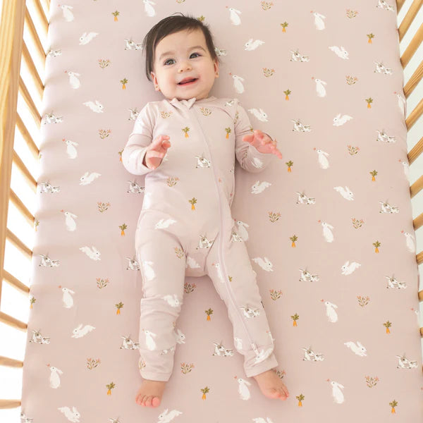 Zippered Romper, Blush Rabbit