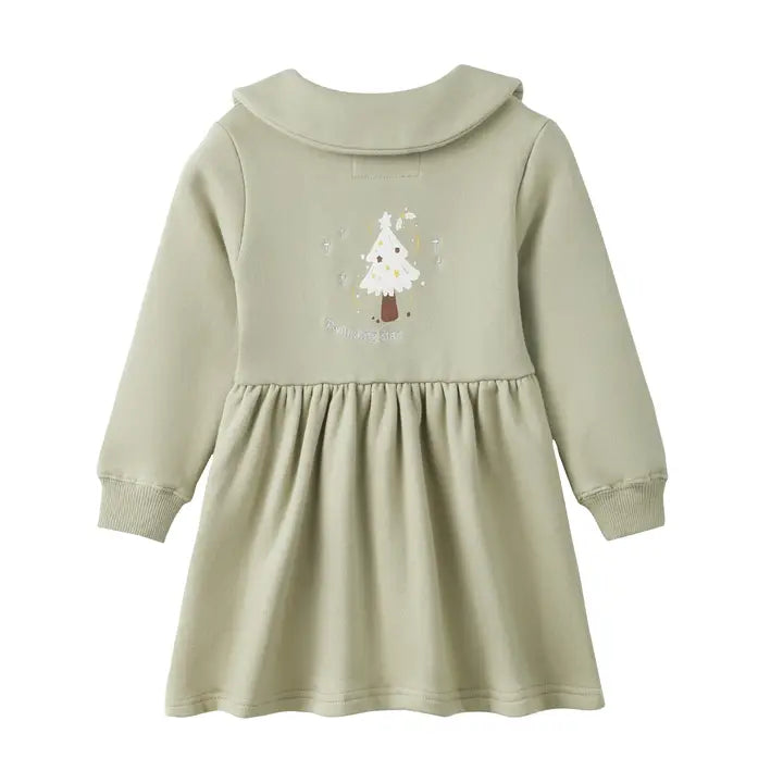 Fleece Organic Cotton Polo Dress, Holiday Joy