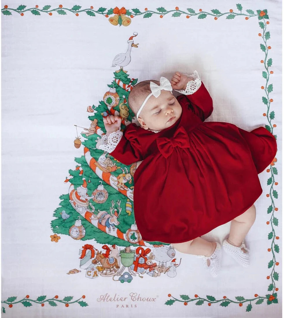 Atelier Choux Paris Organic Cotton Carrés, Christmas Morning
