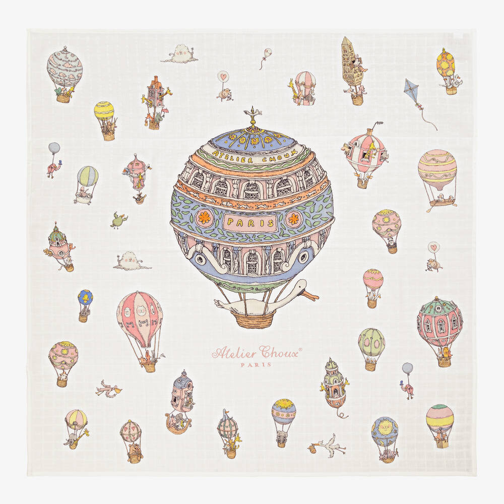 Atelier Choux Paris Newborn Babysuit Gift Set, Hot Air Balloons