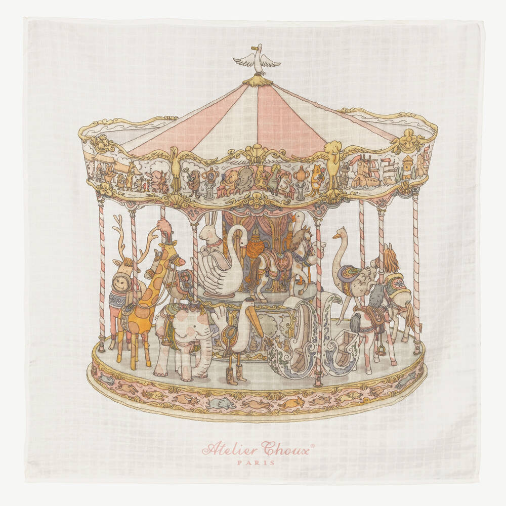 Atelier Choux Paris Organic Cotton Carrés Gift Set, Ivory & Pink