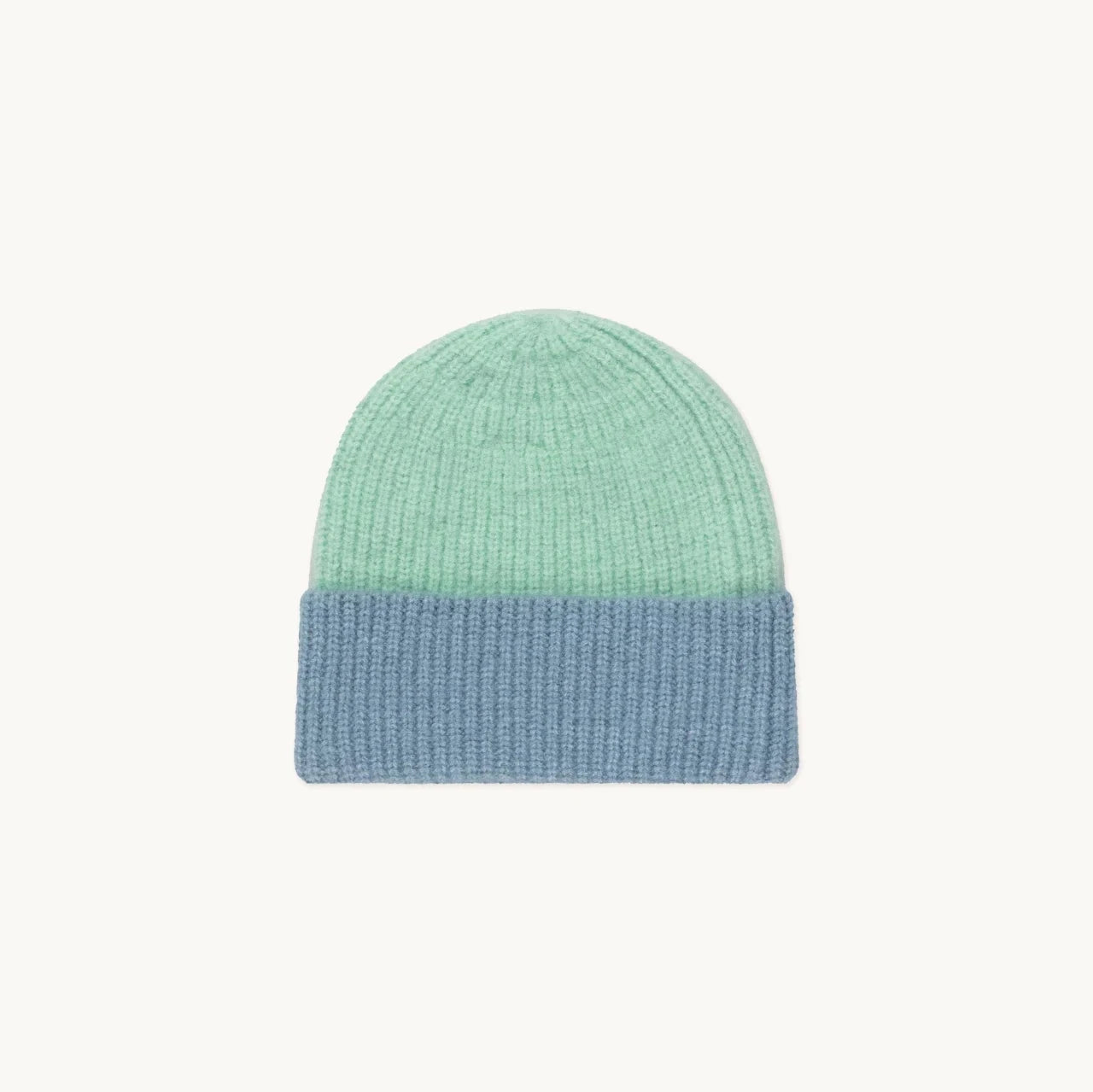 Color Block Beanie, Emerald & Warm Blue