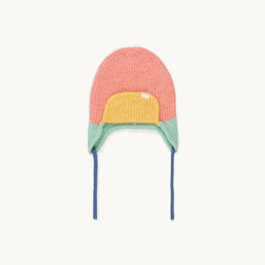 Color Block Earflap Beanie, Pink & Emerald