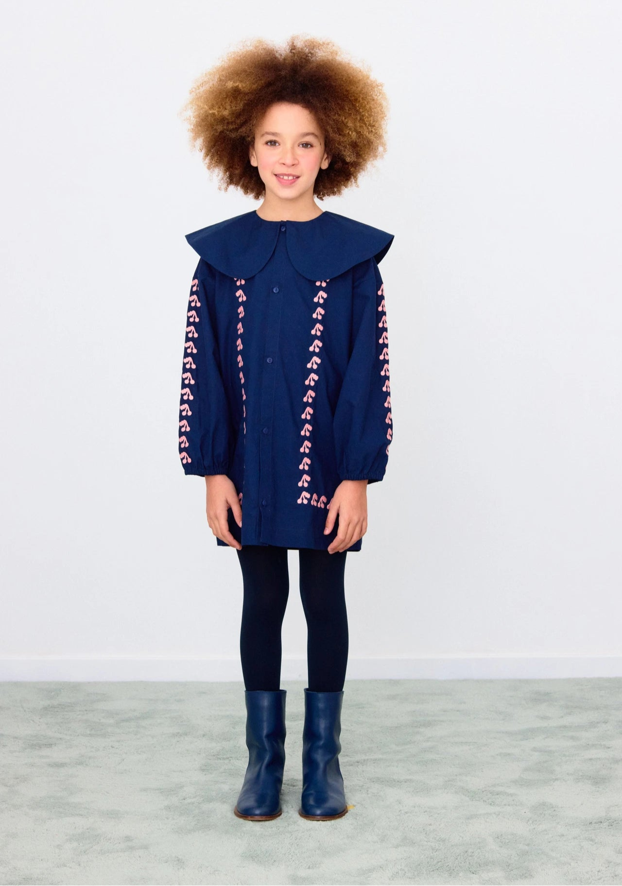 Mini Cherries Dress, Navy