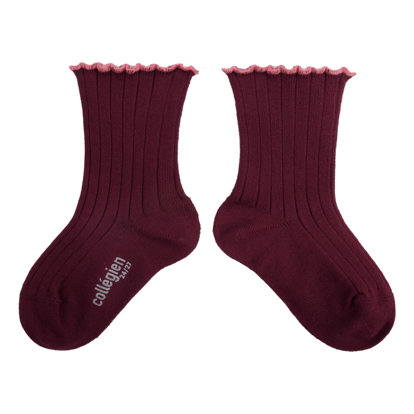 Collegien Delphine Lettuce Trim Socks, Bordeaux Grand Cru