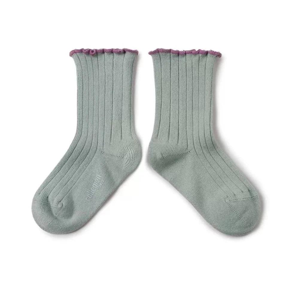 Collegien Delphine Lettuce Trim Socks, Aigue Marine
