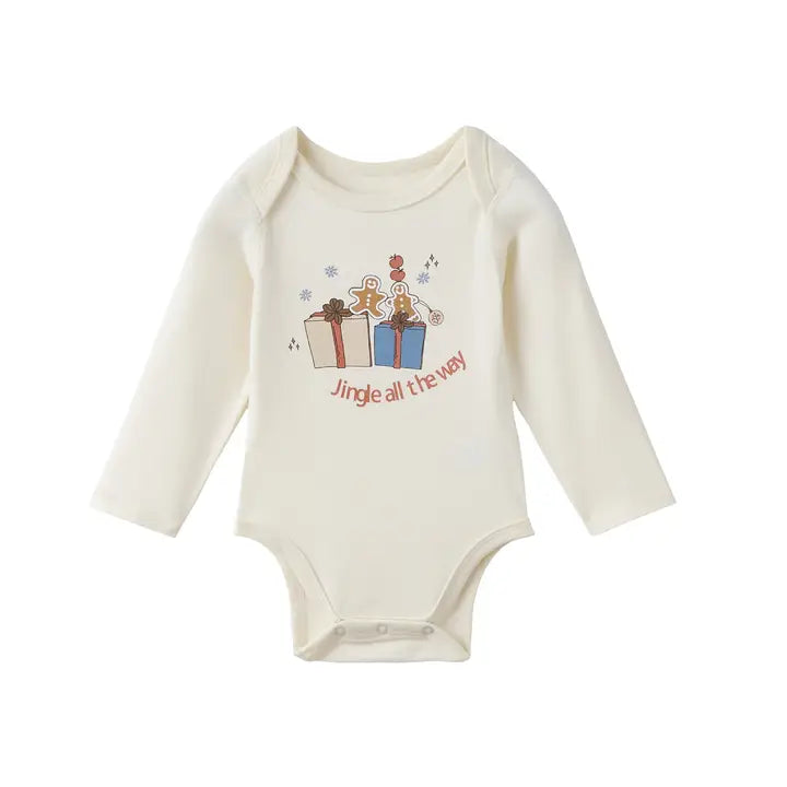 Baby Organic Long Sleeve Onesie, Holiday Joy