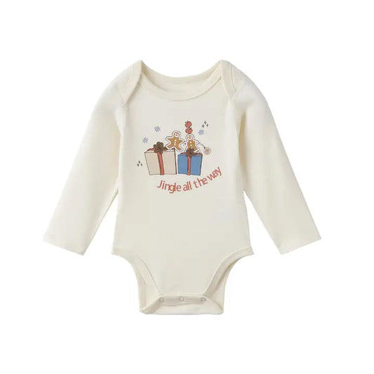 Baby Organic Long Sleeve Onesie, Holiday Joy