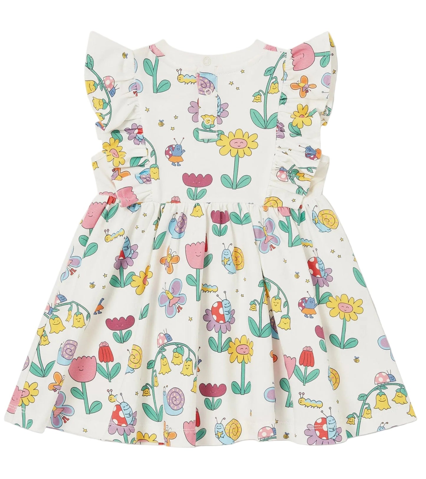Baby Girl Floral Print Cap-Sleeve Dress, White