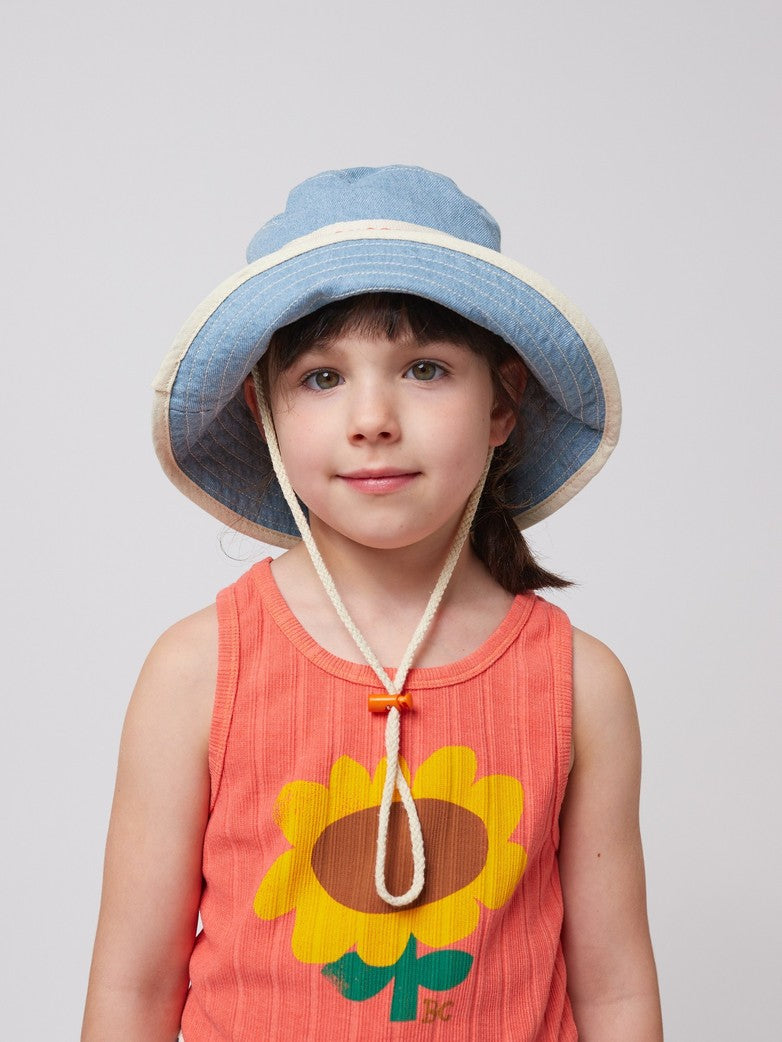 Bobo Choses Light Denim Bucket Hat, Light Blue