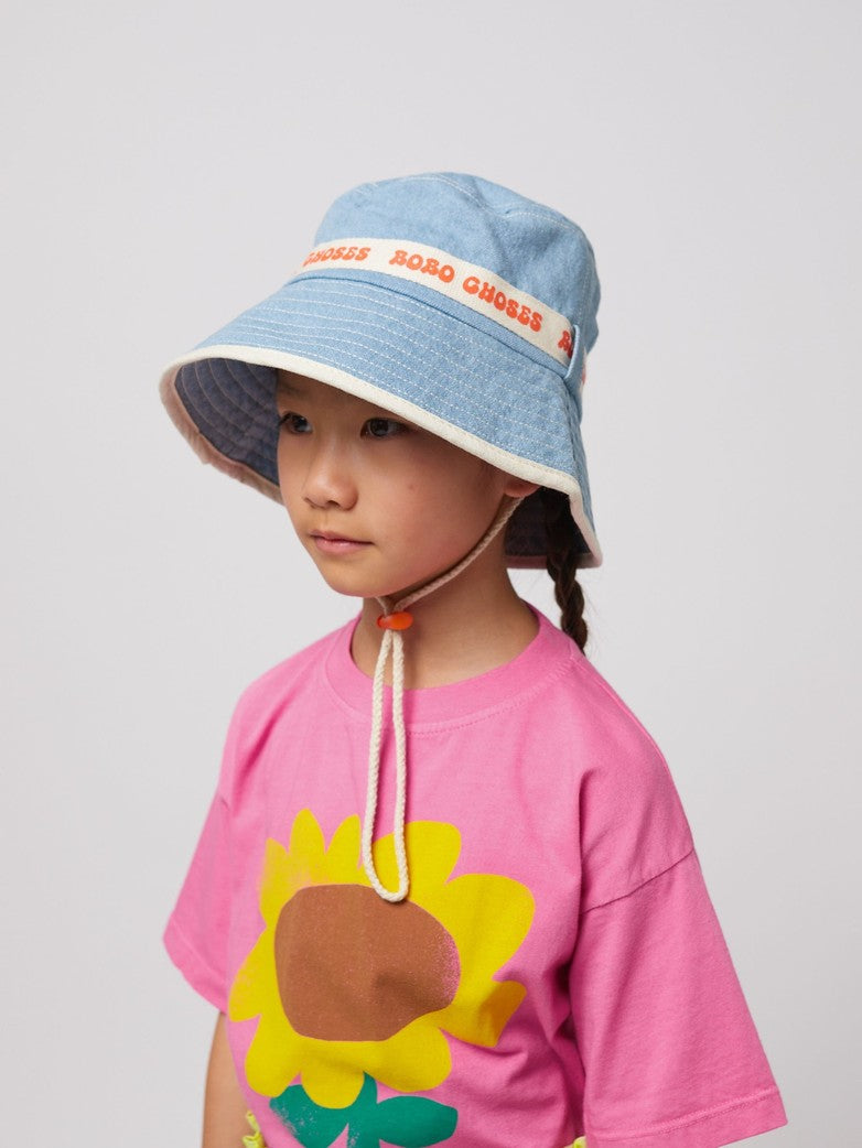 Bobo Choses Light Denim Bucket Hat, Light Blue